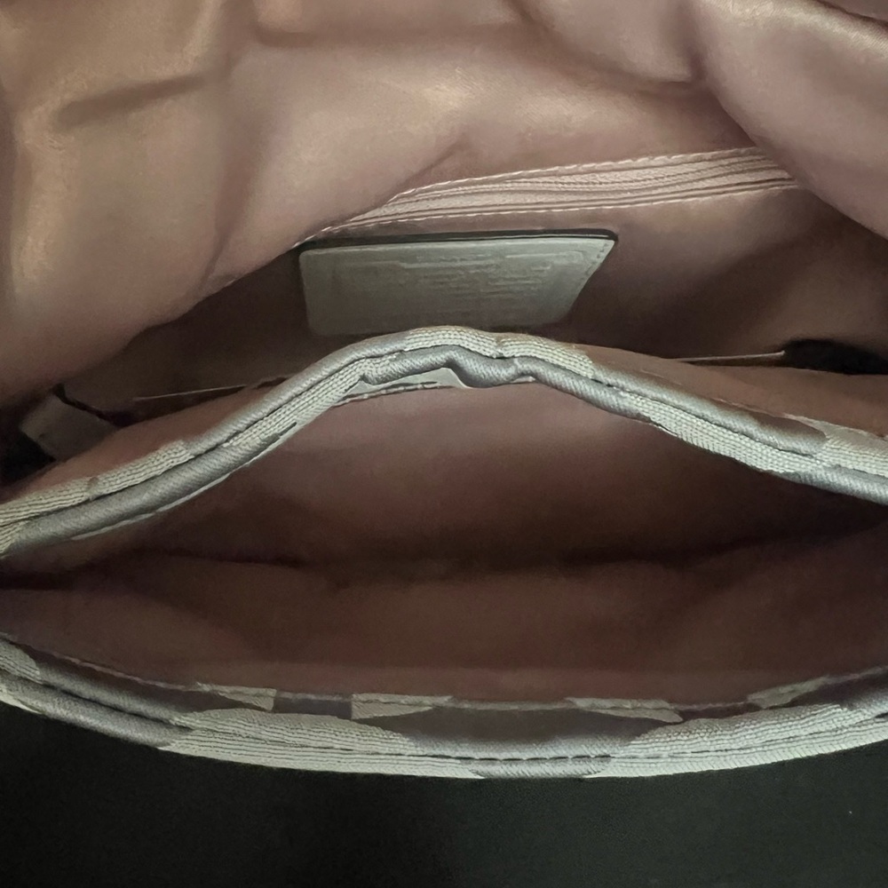 Coach Kristin Op Art Sateen Hippie Bag in Grey and White with Leather Trim - Picture 8 of 9